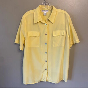 Bloomingdale’s 100% silk yellow button up shirt 1X